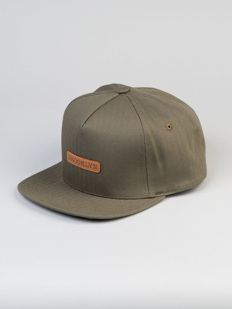 ID Classic Herringbone Cotton Snapback Hat with Custom Brooklyn Patch