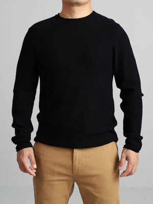 Maverick - rolled neck and cuffs merino wool sweater