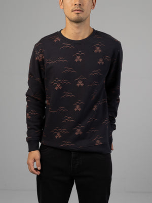 Japanese kiri pattern print sweatshirt