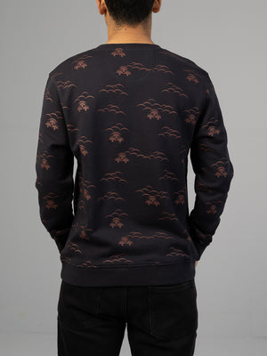 Japanese kiri pattern print sweatshirt